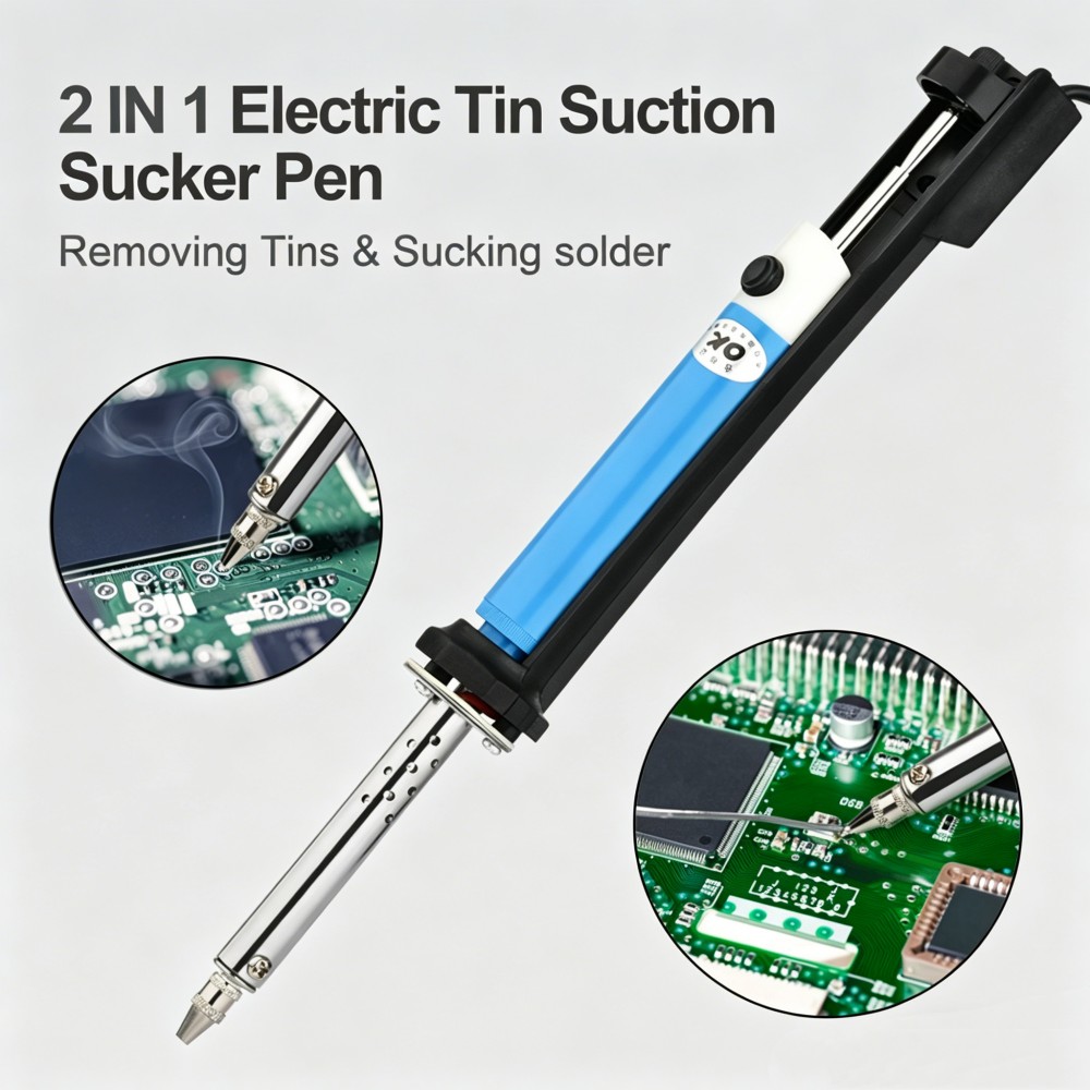 Desoldering Pump Electric Vacuum Station - เครื่องดูดตะกั่วไฟฟ้าแบบปากกา AC 220V หัวแร้งบัดกรี 30W ปั๊มดูดตะกั่ว