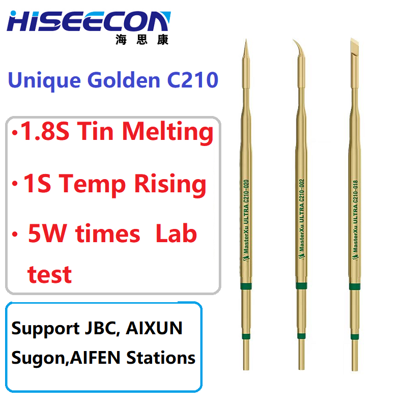 C210 Precision Soldering Station - 2PCS Golden C210 การประสาน Iron Tip
