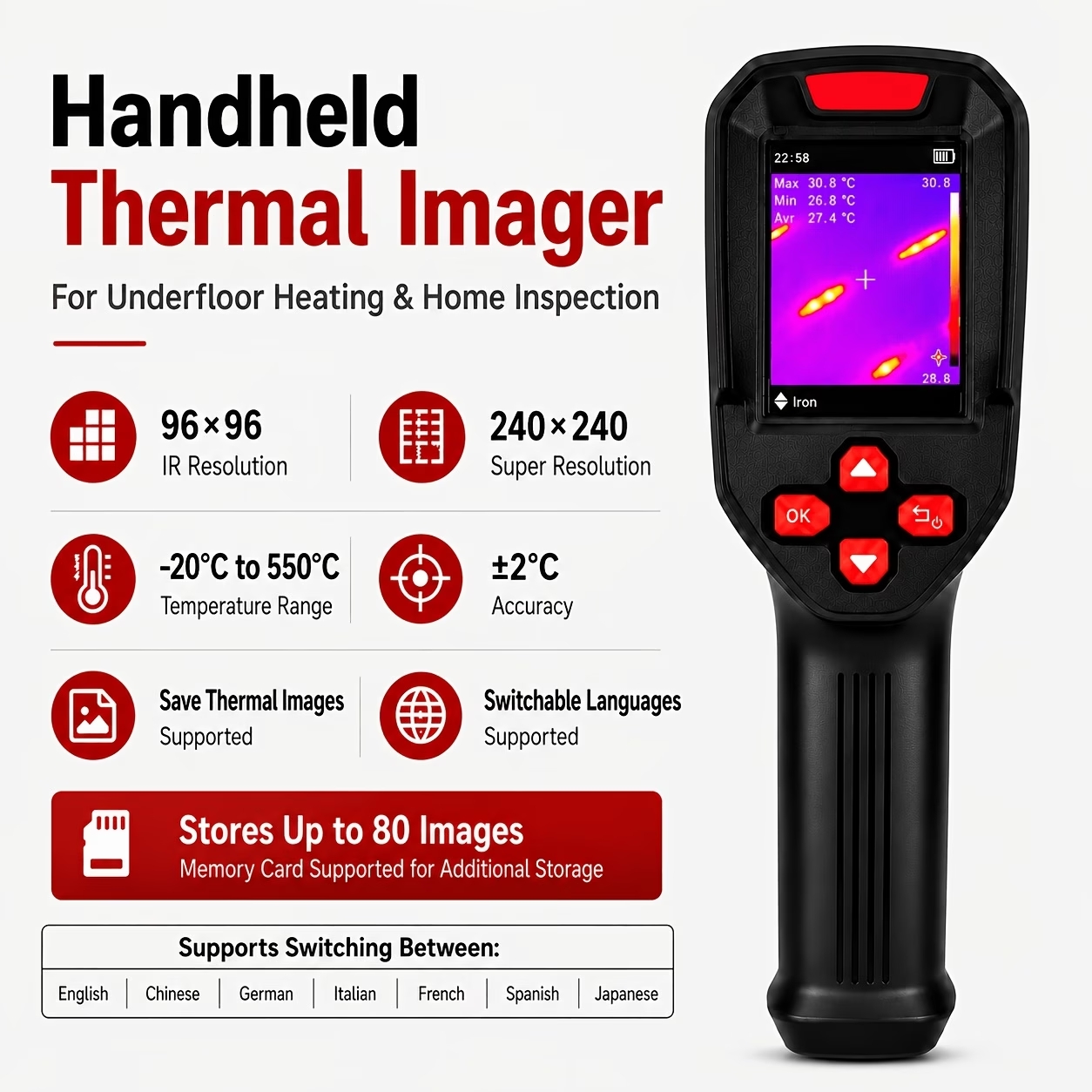 Thermal Imaging Camera Pcb Repair - กล้องถ่ายภาพความร้อนแบบชาร์จ USB ความละเอียดสูง HD IR 240×240
