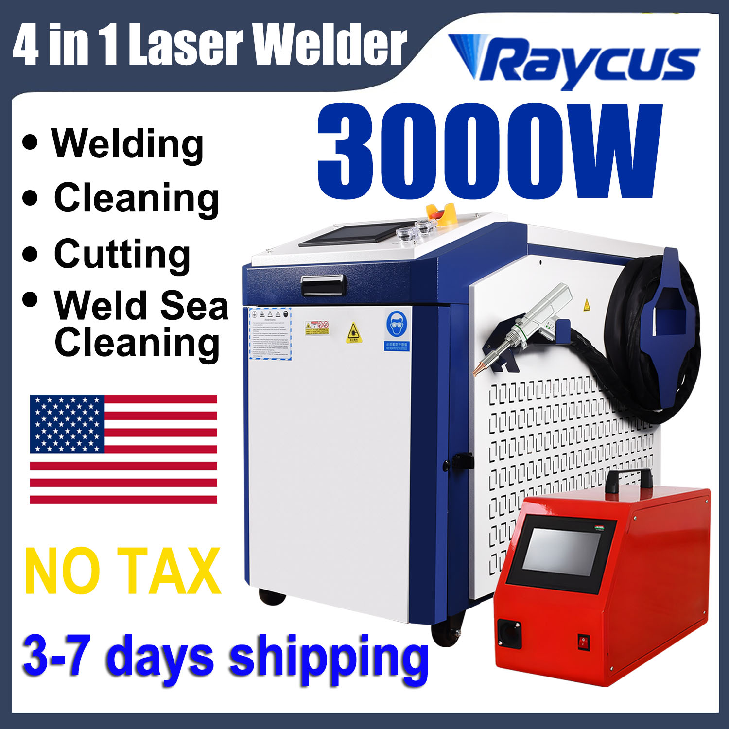 Laser Soldering Machine Handheld - เครื่องเชื่อมไฟเบอร์เลเซอร์แบบมือถือ Raycus 3000W 4-in-1 อเนกประสงค์ สำหรับเชื่อม