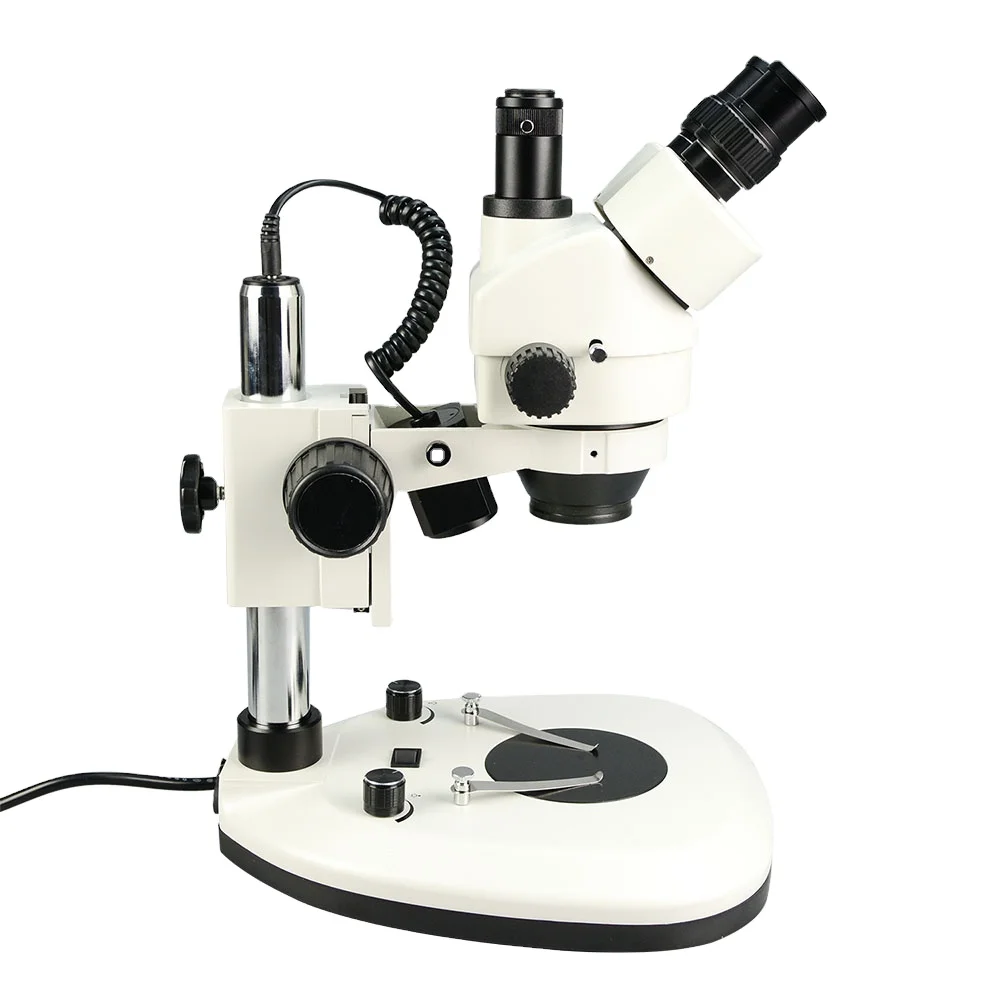 Trinocular Stereo Microscope 7X-45X - กล้องจุลทรรศน์อุตสาหกรรมแบบสามตา กำลังขยาย 7x-45x, กล้องจุลทรรศน์สเตอริโอซูมสำหรับตรวจสอบแผงวงจรอิเล็กทรอนิกส์