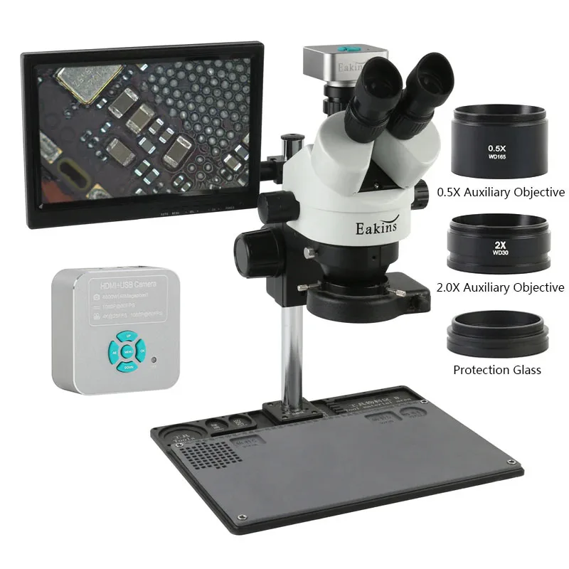 7X 45X ซูมอุตสาหกรรม Simul-FOC - Simul-Focal Industrial Microscope 4K Hdmi บทวิจารณ์และราคา