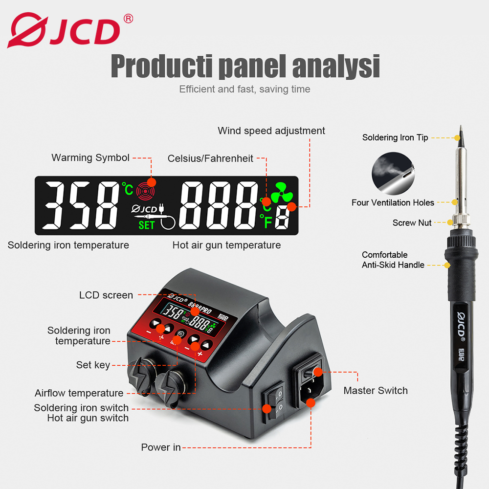 JCD 8898Pro 2 in 1 สถานีบัดกรี - 2 In 1 Soldering Rework Station 750W บทวิจารณ์และราคา