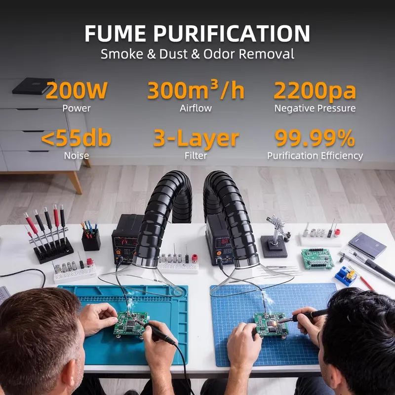 เครื่องดูดควัน DX1002 แบบสองแข - Fume Extractor Soldering Dual Arm บทวิจารณ์และราคา